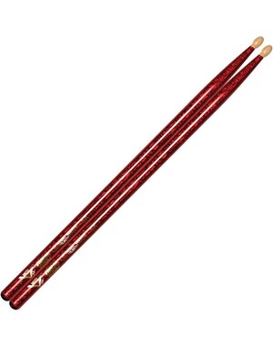 Vater Vater 5A Colourwrap  Wood Tip Drum Sticks, Red Sparkle