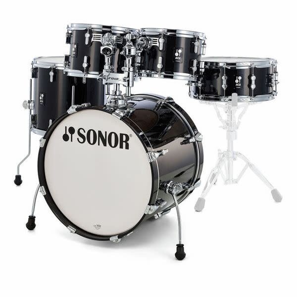 Sonor Sonor AQ2 20" Studio Shell Maple Drum Kit, Transparent Stain Black