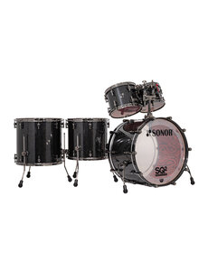 Sonor Sonor SQ2 24" Birch Drum Kit, Black Sparkle High Gloss w/Fiery Red Interior