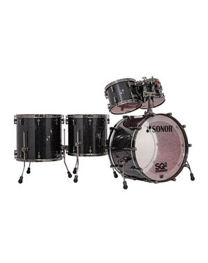 Sonor Sonor SQ2 24" Birch Drum Kit, Black Sparkle High Gloss w/Fiery Red Interior