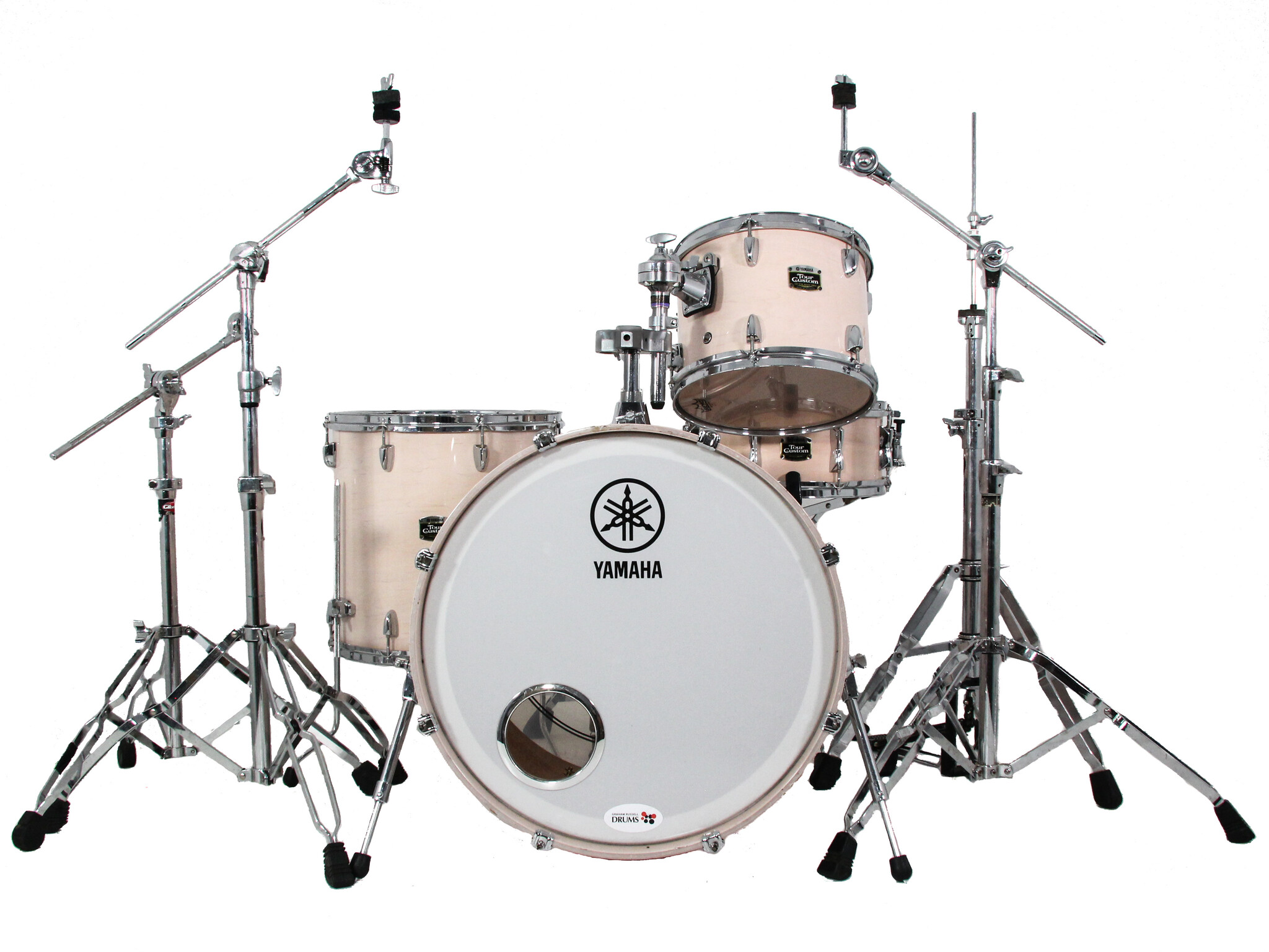 Three-piece Yamaha Tour Custom drum kit hire setup