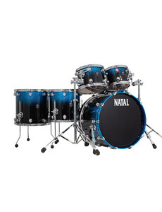 Natal Natal Originals Custom 22" Walnut/Birch Drum Kit, Blue Sparkle to Black Fade