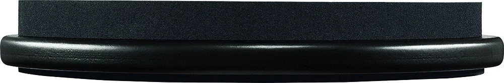 Side profile of the black Meinl 12-inch Marshmallow Practice Pad showing its thick foam surface