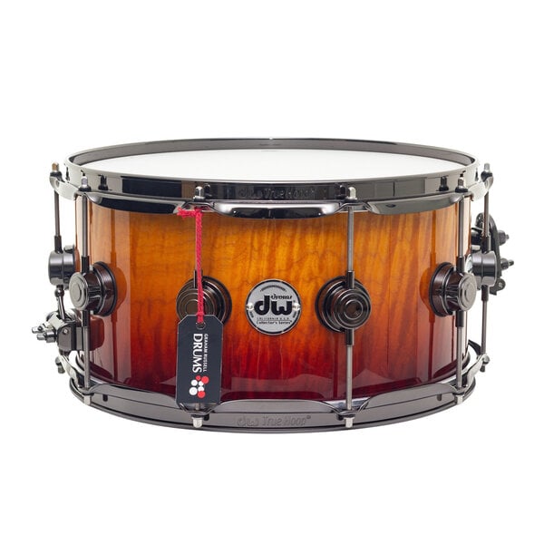 DW Drums DW Collectors 14" x 7" Maple Snare Drum, Exotic Amber to Rich Red Tobacco Fade