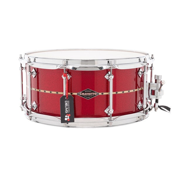 Craviotto Craviotto 14" x 6.5" Solid Maple Snare Drum, Red Sparkle