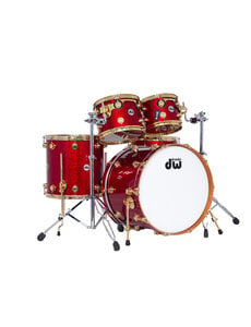 DW Drums DW Collectors 22" Cherry Drum Kit, Ruby Red Glass w/Gold Hardware