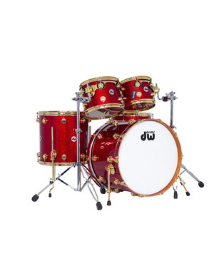 DW Drums DW Collectors 22" Cherry Drum Kit, Ruby Red Glass w/Gold Hardware
