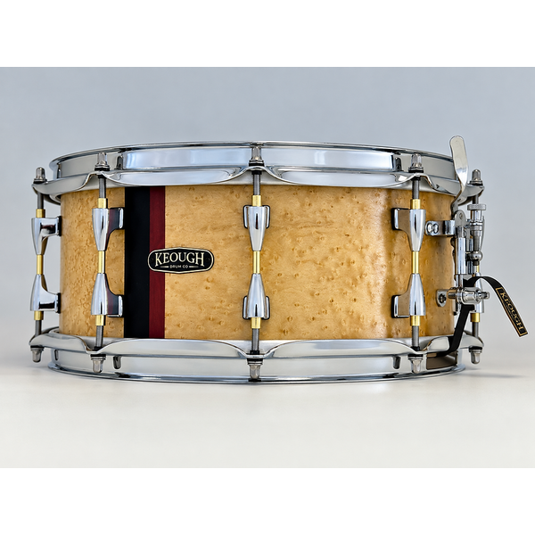 Keough Drums Keough Drums Plymatic 14" x 5.5" Birch Snare Drum, Makore & Fumed Sapele Vertical Inlay