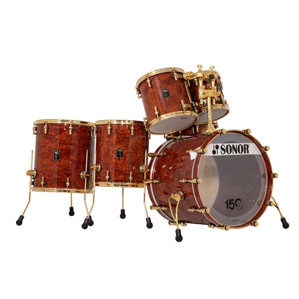 Sonor Sonor Signature Series 150th Anniversary 22" Heritage Drum Kit, Bubinga High Gloss w/Gold Hardware
