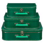 Koffertje 25cm groen met mintgroen handvat met naam