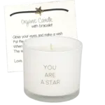 Myflame Geurkaars met wens en armband - You are a star