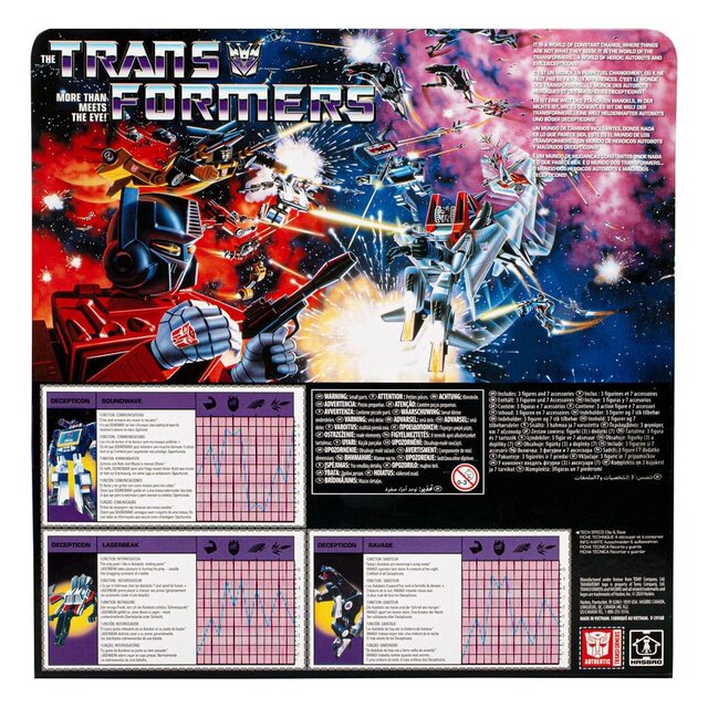 The Transformers Retro G1 Decepticon Communicator Soundwave with Laserbeak & Ravage 18cm