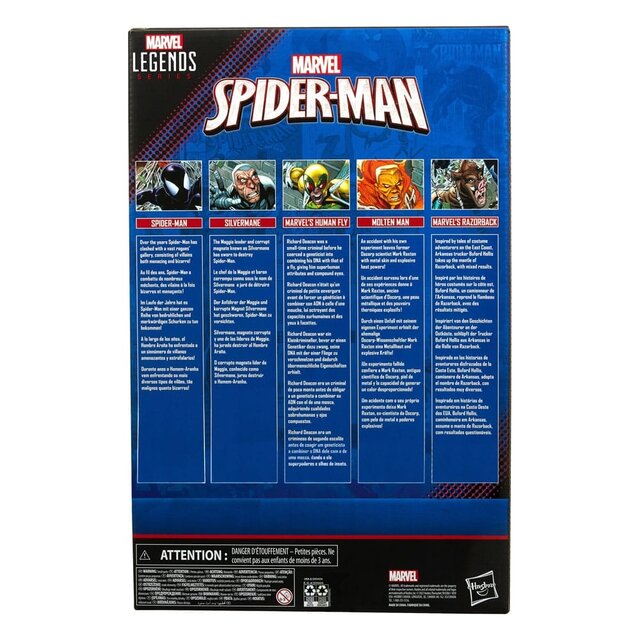 Spider-Man Marvel Legends Action Figure 5-Pack Spider-Man, Silvermane, Human Fly, Molten Man, Razorback 15cm