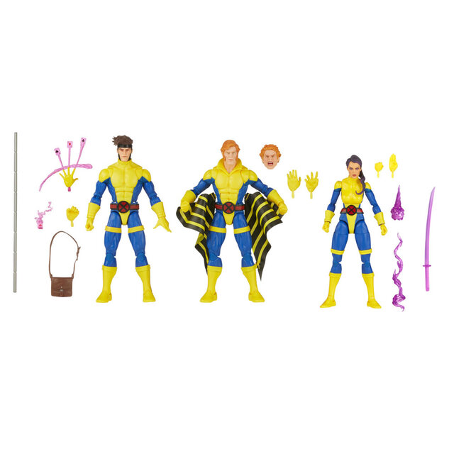 X-Men 60th Anniversary Marvel Legends Action Figure 3-Pack Gambit, Marvel's Banshee, Psylocke 15cm