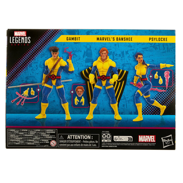 X-Men 60th Anniversary Marvel Legends Action Figure 3-Pack Gambit, Marvel's Banshee, Psylocke 15cm