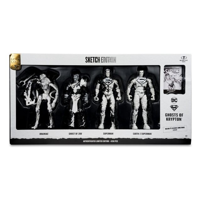 DC Direct Page Punchers Action Figures & Comic Book Pack of 4 Superman Series (Sketch Edition) (Gold Label) 18cm
