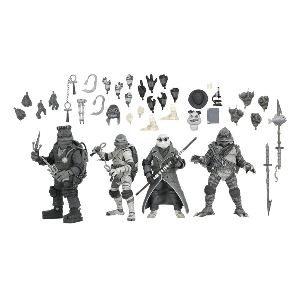 NECA Universal Monsters x TMNT 4-Pack Black & White afbeelding