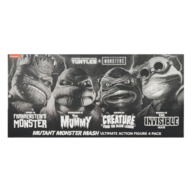 Universal Monsters x Teenage Mutant Ninja Turtles Action Figures 4-Pack Turtles Black & White 18cm