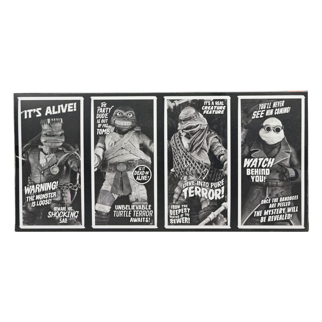 Universal Monsters x Teenage Mutant Ninja Turtles Action Figures 4-Pack Turtles Black & White 18cm