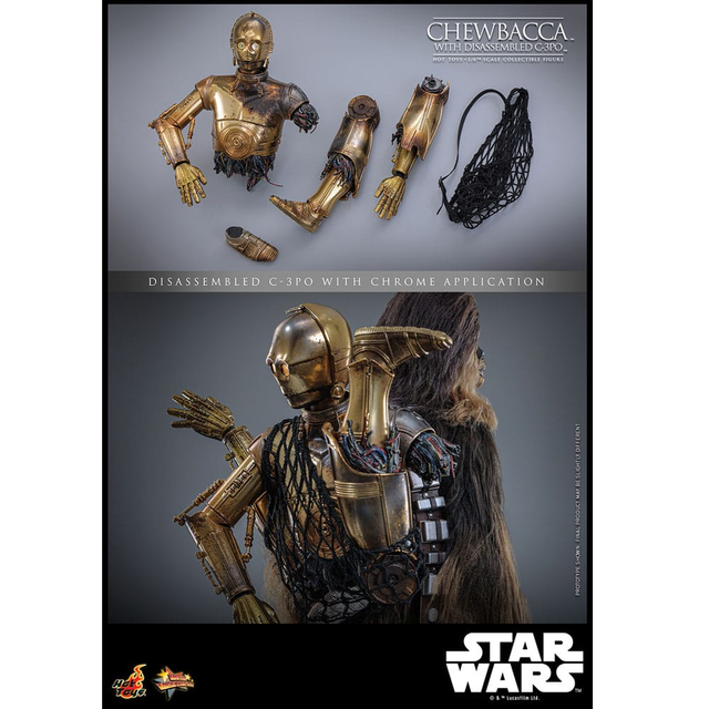 Star Wars Episode V Movie Masterpiece Action Figure 1/6 Chewbacca with Disassembled C-3PO 36cm