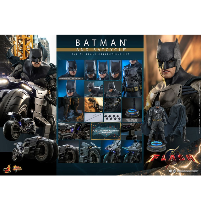 he Flash Movie Masterpiece Action Figure 1/6 Batman & Batcycle 30cm
