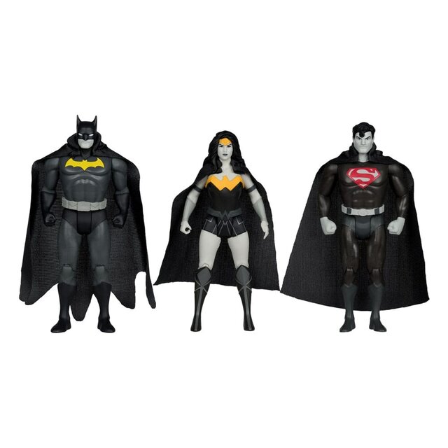 DC Direct Super Powers Action Figures Batman, Superman & Wonder Woman Black & White Accent Edition Gold Label 13cm