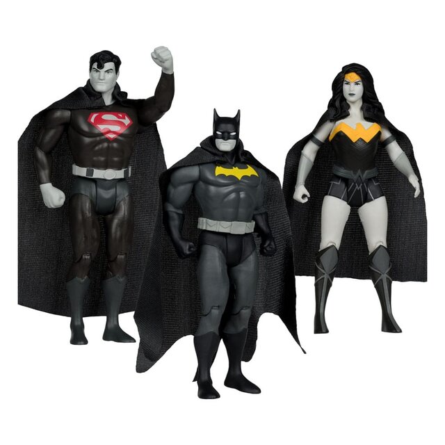 DC Direct Super Powers Action Figures Batman, Superman & Wonder Woman Black & White Accent Edition Gold Label 13cm