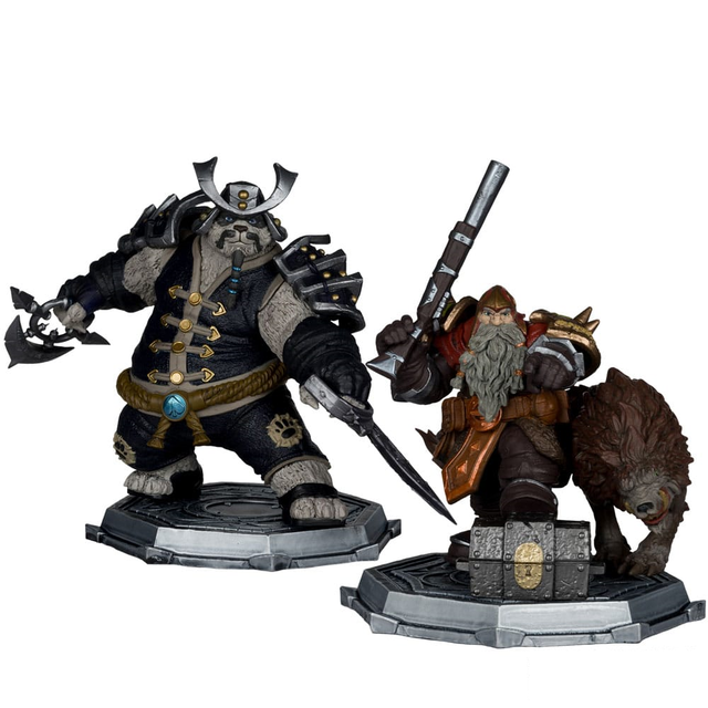 Word of Warcraft PVC Statue 2-Pack 1/12 Dwarf Hunter: Beast Master & Pandaren: Monk (Gold Label) 15cm