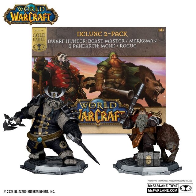 Word of Warcraft PVC Statue 2-Pack 1/12 Dwarf Hunter: Beast Master & Pandaren: Monk (Gold Label) 15cm