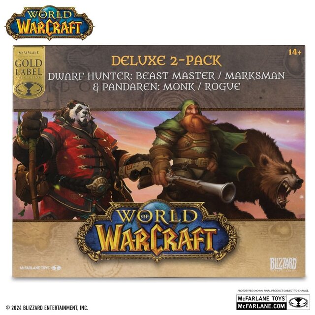Word of Warcraft PVC Statue 2-Pack 1/12 Dwarf Hunter: Beast Master & Pandaren: Monk (Gold Label) 15cm