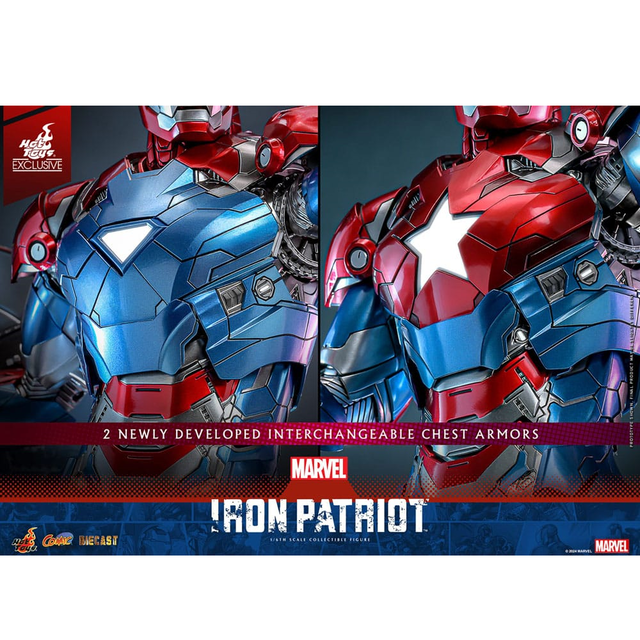 Marvel Comic Diecast Masterpiece Action Figure 1/6 Iron Patriot Hot Toys Exclusive 32cm