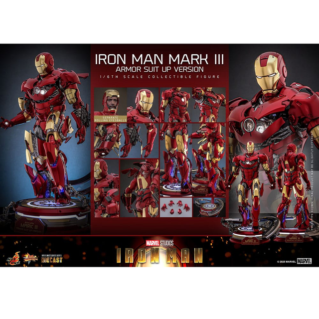 Iron Man Movie Masterpiece Diecast Action Figure 1/6 Iron Man Mark III (Armor Suit Up Version) 32cm Iron Man Movie Masterpiece Diecast Action Figure 1/6 Iron Man Mark III (Armor Suit Up Version) 32cm