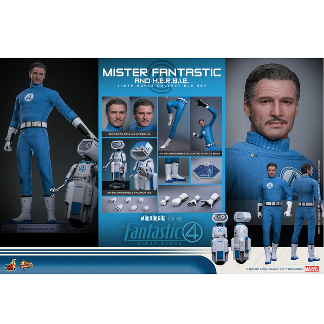 The Fantastic Four: First Steps Movie Masterpiece Action Figure 1/6 Mister Fantastic & H.E.R.B.I.E. 30cm
