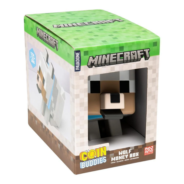 Minecraft Coin Buddies Wolf Money Box 14cm