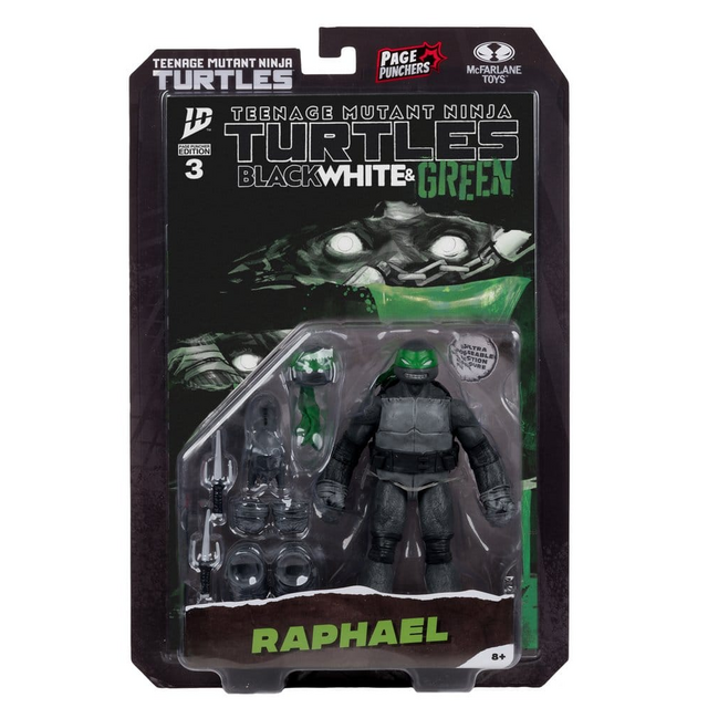Teenage Mutant Ninja Turtles (Black White & Green) Page Punchers Raphael Action Figure 13cm