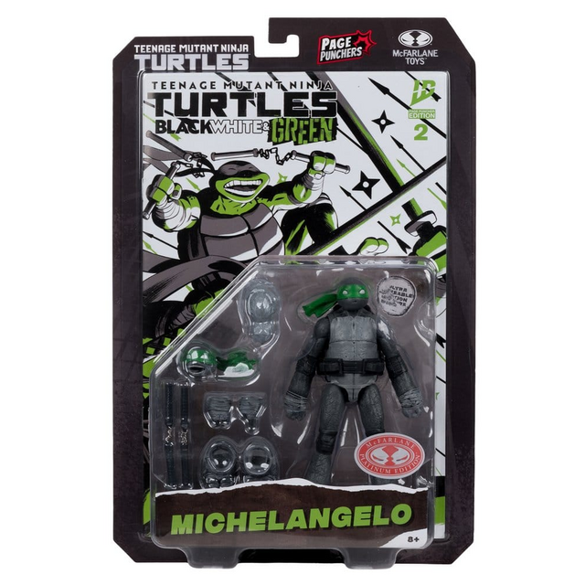 Teenage Mutant Ninja Turtles (Black White & Green) Page Punchers Michelangelo Action Figure 13cm