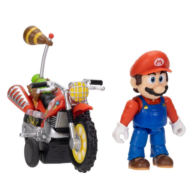 The Super Mario Galaxy Movie Mario Action Figure with Pull Back Motorcycle