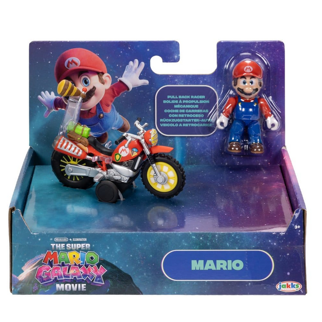 The Super Mario Galaxy Movie Mario Action Figure with Pull Back Motorcycle