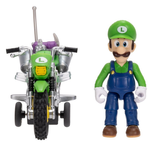 The Super Mario Galaxy Movie Luigi Action Figure with Pull Back Motorcycle