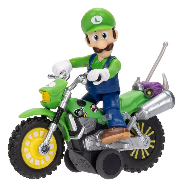 The Super Mario Galaxy Movie Luigi Action Figure with Pull Back Motorcycle