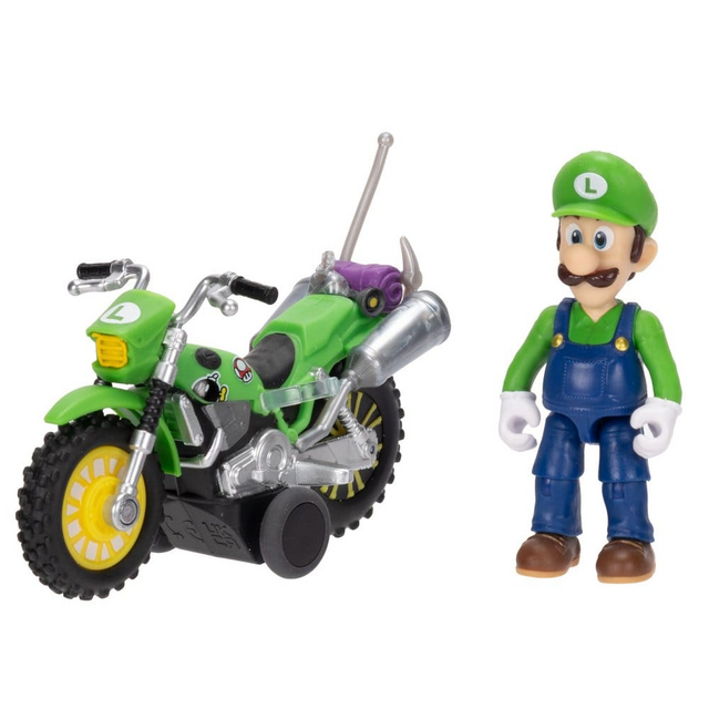 The Super Mario Galaxy Movie Luigi Action Figure with Pull Back Motorcycle