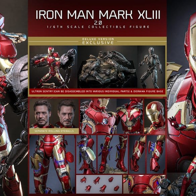 Avengers: Age of Ultron Movie Masterpiece Diecast Iron Man Mark XLIII (2.0) Deluxe Version Action Figure 32cm