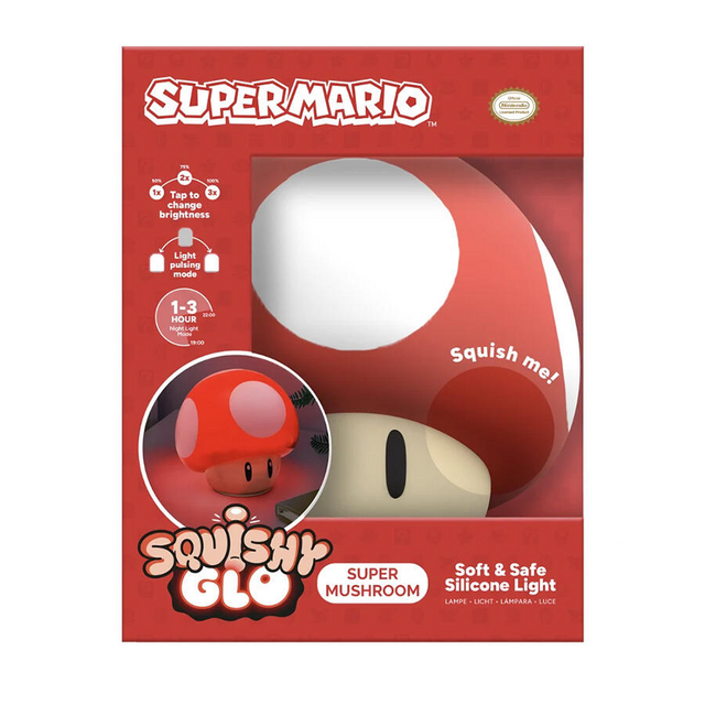 Super Mario Squishy Glo Mushroom 14cm