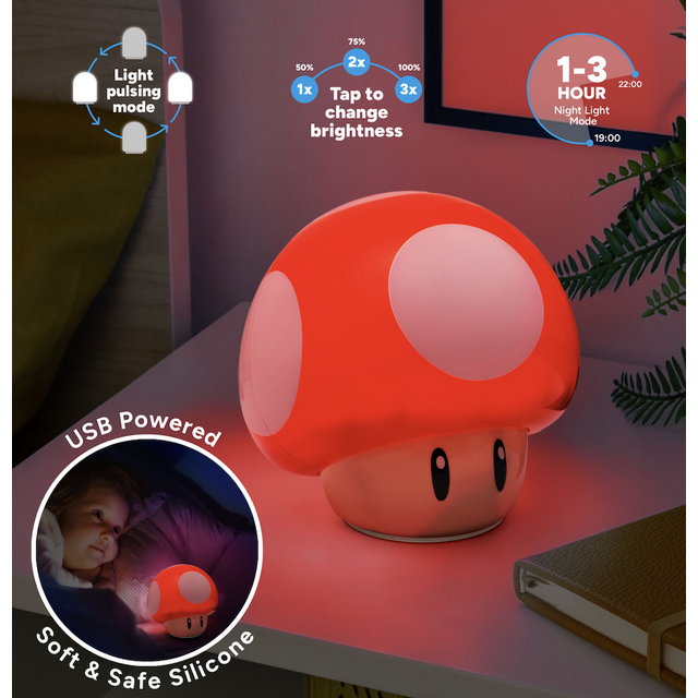 Super Mario Squishy Glo Mushroom 14cm