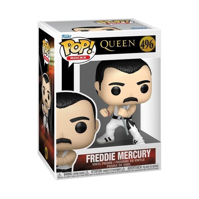 POP! Rocks Queen Freddie Mercury (White Singlet) #496 Vinyl Figure 10cm