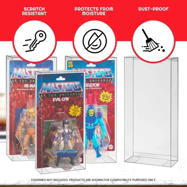 10-Pack PET Protectors for Masters of the Universe Origins Power Posing (Carded) Box Figures