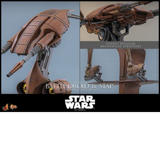 Star Wars: The Phantom Menace Movie Masterpiece Action Figure Set 1/6 Battle Droid & STAP 42cm