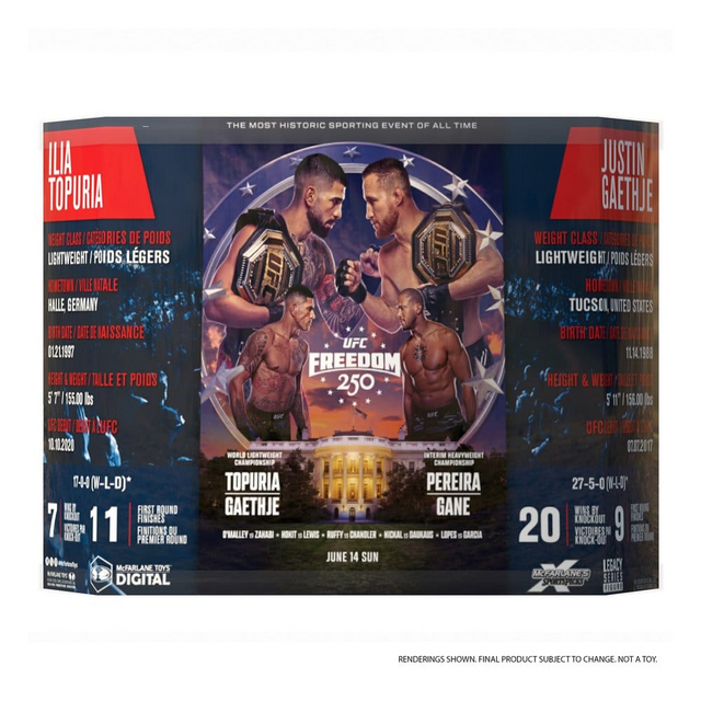 UFC Posed PVC Statue Ilia Topuria vs Justin Gaethje (Freedom 250) 18cm