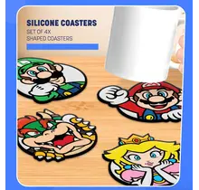 Super Mario Set of 4 Silicone Coasters