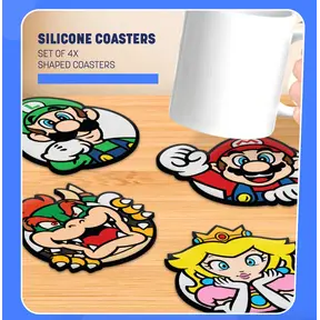 Super Mario Set of 4 Silicone Coasters